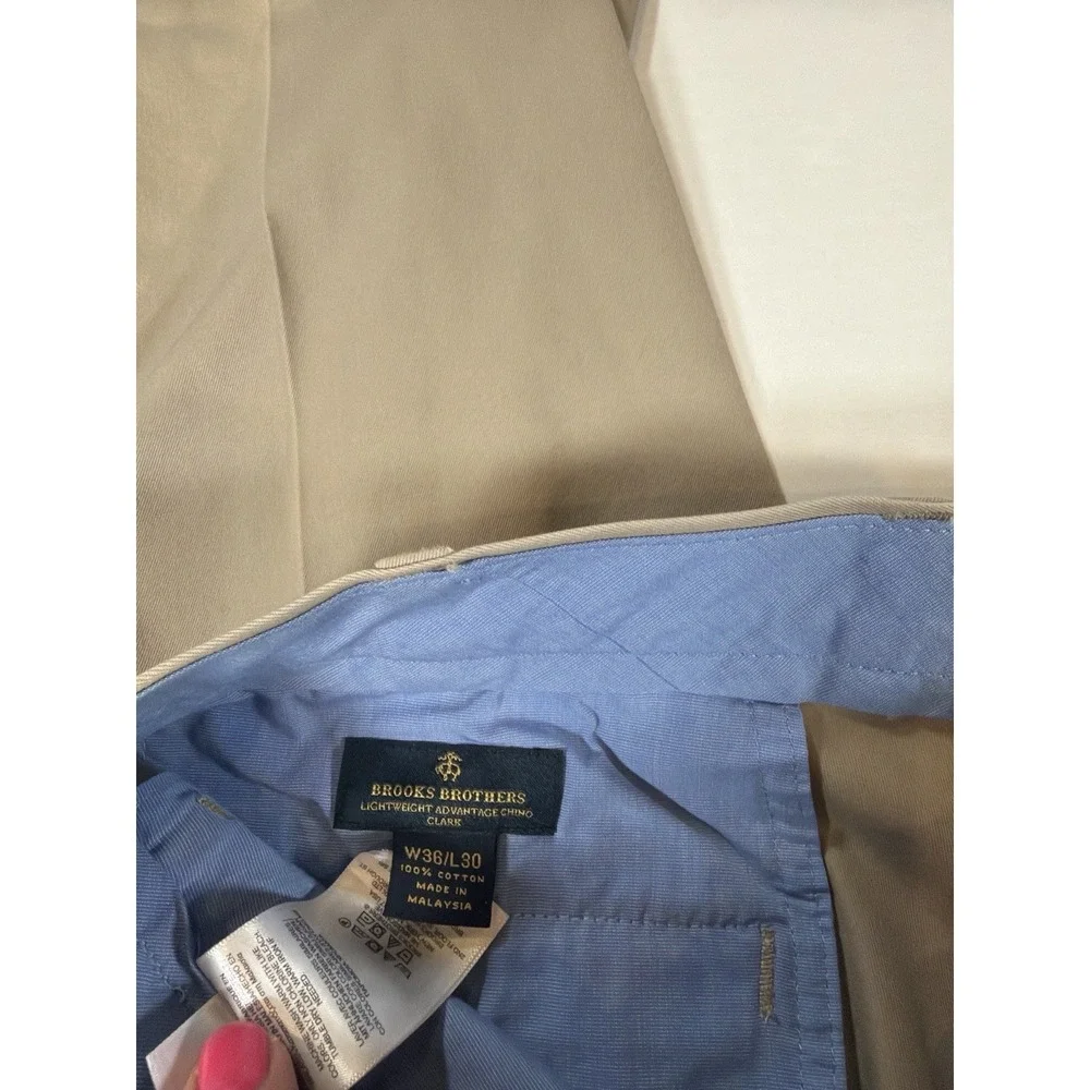 Brooks Brothers Advantage Chino Clark Fit Khaki Pants Men's 36x30 Tan‎ Cotton